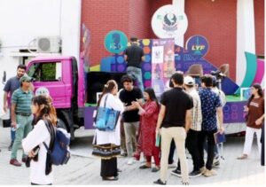 Activities Kick Off at Lahore Youth Festival: Showcasing Logos from Various Educational Institutions and Engaging Youth