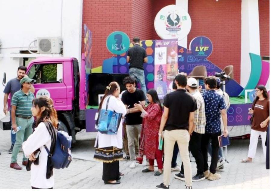 Activities Kick Off at Lahore Youth Festival: Showcasing Logos from Various Educational Institutions and Engaging Youth