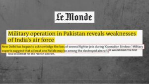 رافیل کا تباہ ہونا شدید شرمندگی اور دھچکا ہے، فرانسیسی اخبار نے بھارتی فضائیہ کی کارکردگی پر سوال اٹھا دیا