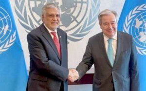 وزیر خارجہ اسحاق ڈار کی اقوام متحدہ کے سیکرٹری جنرل سے ملاقات