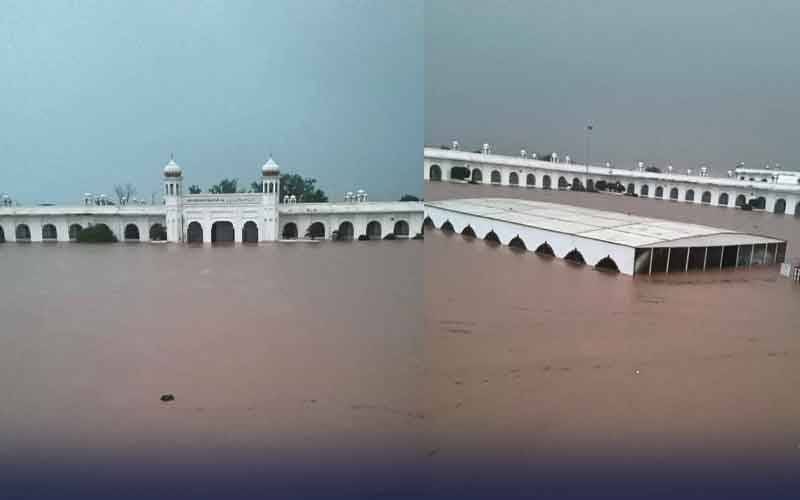 کرتارپور کے قریب دریائے راوی کا حفاظتی بند ٹوٹنے سے پانی گردوارے میں داخل