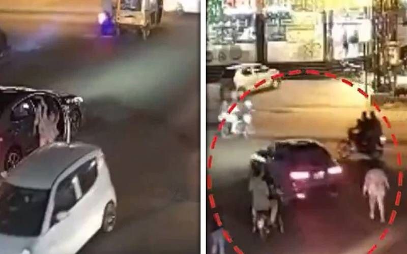 لاہور: خاتون سے گاڑی چھیننے کی ویڈیو سامنے آگئی، ملزمان گرفتار