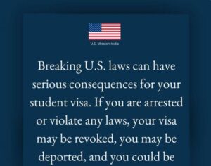 امریکی قوانین کی خلاف ورزی آپ کے لیے سنگین نتائج کا سبب بن سکتی ہے - امریکی سفارتخانے نے بھارتی طلباء کو خبردار کیا