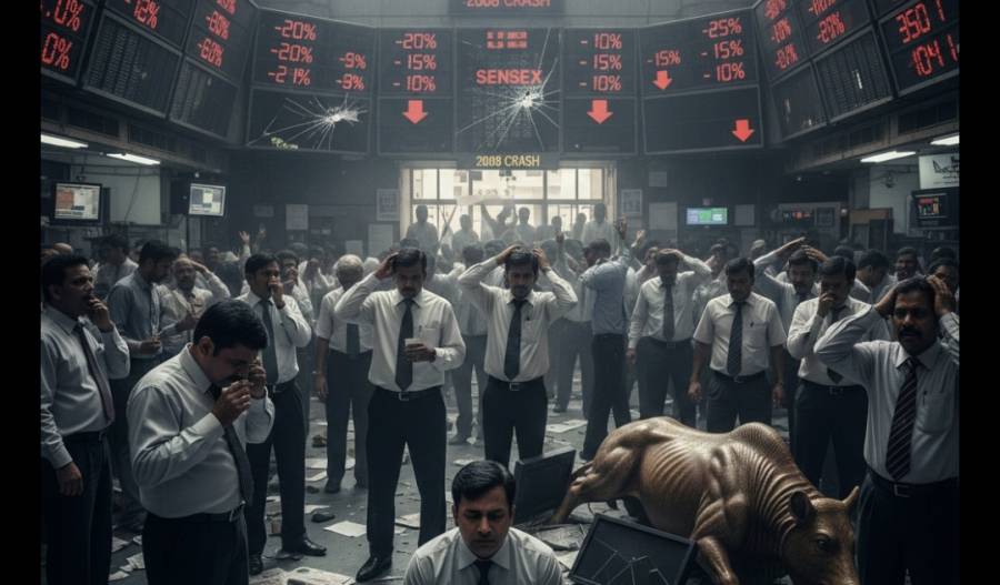 بھارتی اسٹاک مارکیٹ کریش، سرمایہ کاروں کے تقریباً 9 لاکھ کروڑ روپے ڈوب گئے
