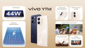 ویوو نے 6500 ایم اے ایچ بیٹری، 44 واٹ فلیش چارج اور IP65 کے ساتھ Vivo Y11d متعارف کرا دیا