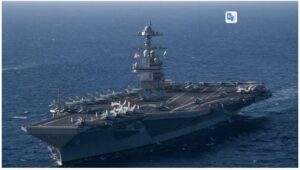 امریکہ کا بحری بیڑا آگ لگنے کے بعد ایران جنگ چھوڑ کر بندرگاہ کی طرف جانے لگا