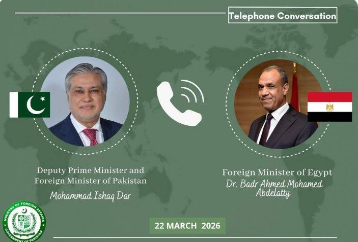 وزیرِ خارجہ اسحاق ڈار کا مصر ی ہم منصب کو ٹیلیفون، خطے کی بدلتی صورتحال پر تبادلۂ خیال