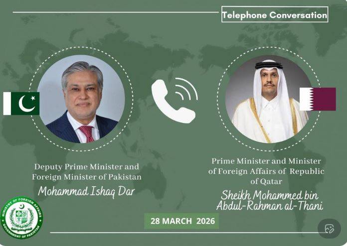 وزیر خارجہ اسحاق ڈار کا قطر کے وزیراعظم اور انڈونیشیئن وزیر خارجہ سے ٹیلیفونک رابطہ