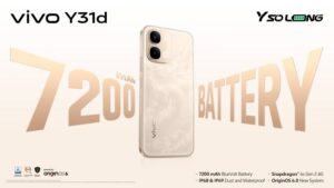 ویوو پاکستان کا نیا Y31d لانچ، mAh 7200 بیٹری کے ساتھ نان اسٹاپ پرفارمنس